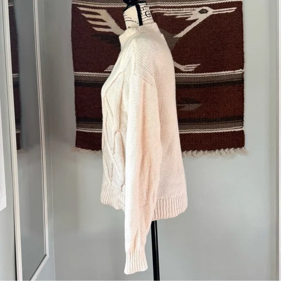 Everlane Wool Cream Cable Knit Mock Neck Sweater - Picture 3 of 10